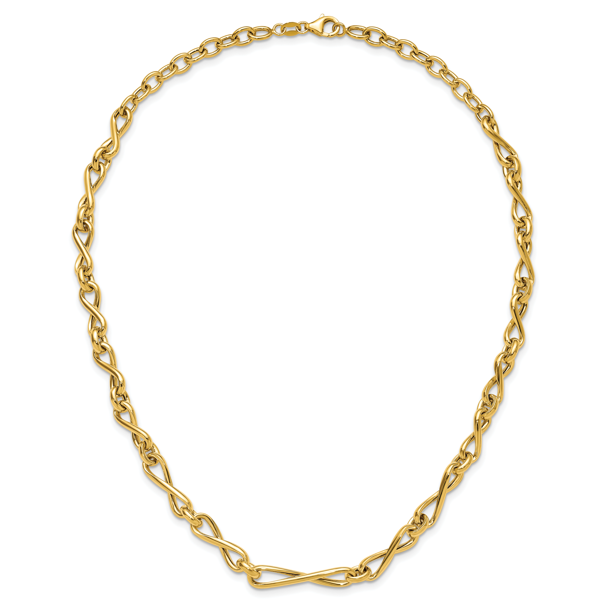 14K Polished Fancy Twisted Link Infinity Necklace