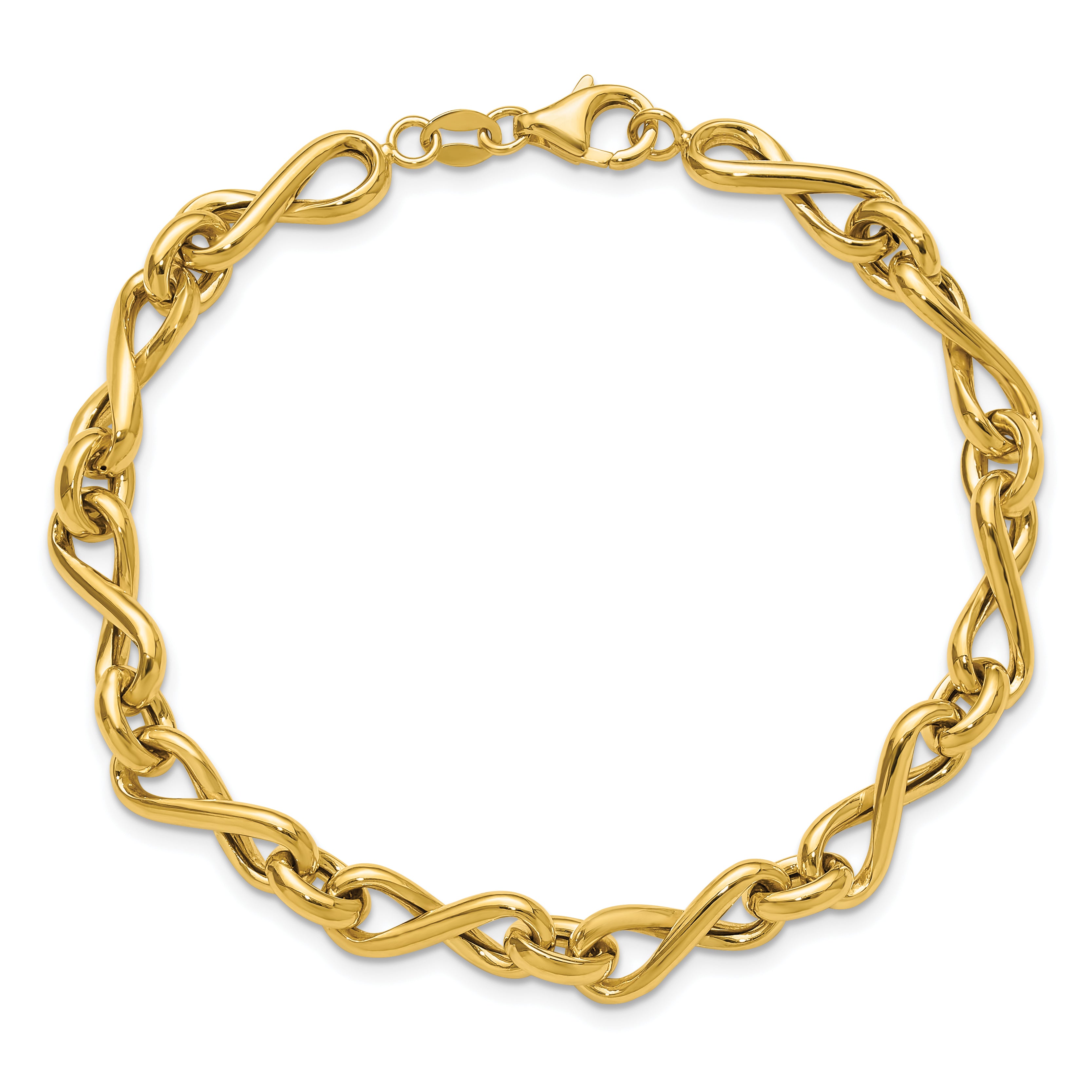 14K Polished Fancy Twisted Link Infinity Bracelet