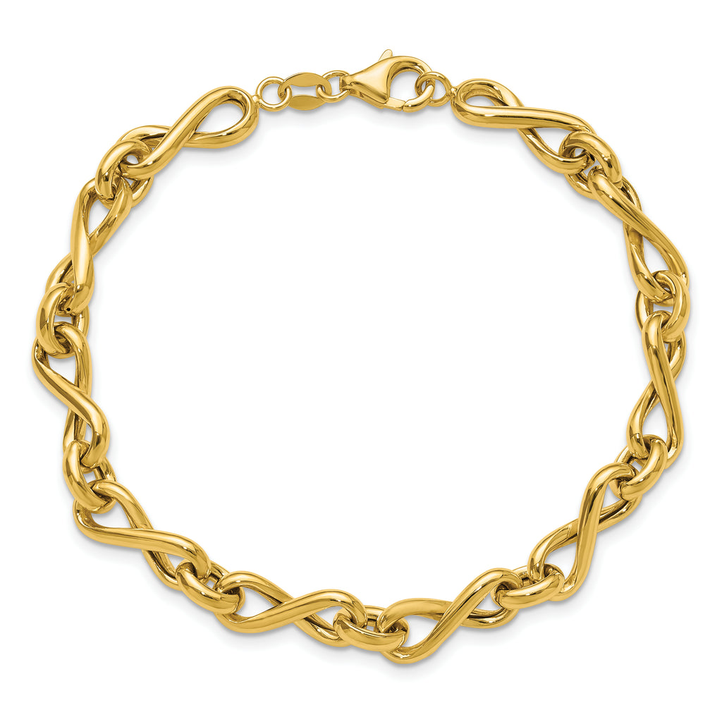 14K Polished Fancy Twisted Link Infinity Bracelet