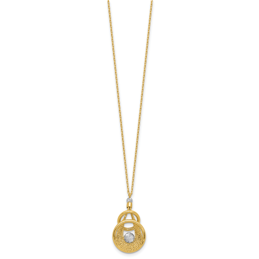 14K TT Polish/Dia-cut Fancy Teardrop w/.5in ext. Necklace