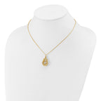 14K TT Polish/Dia-cut Fancy Teardrop w/.5in ext. Necklace