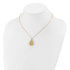14K TT Polish/Dia-cut Fancy Teardrop w/.5in ext. Necklace