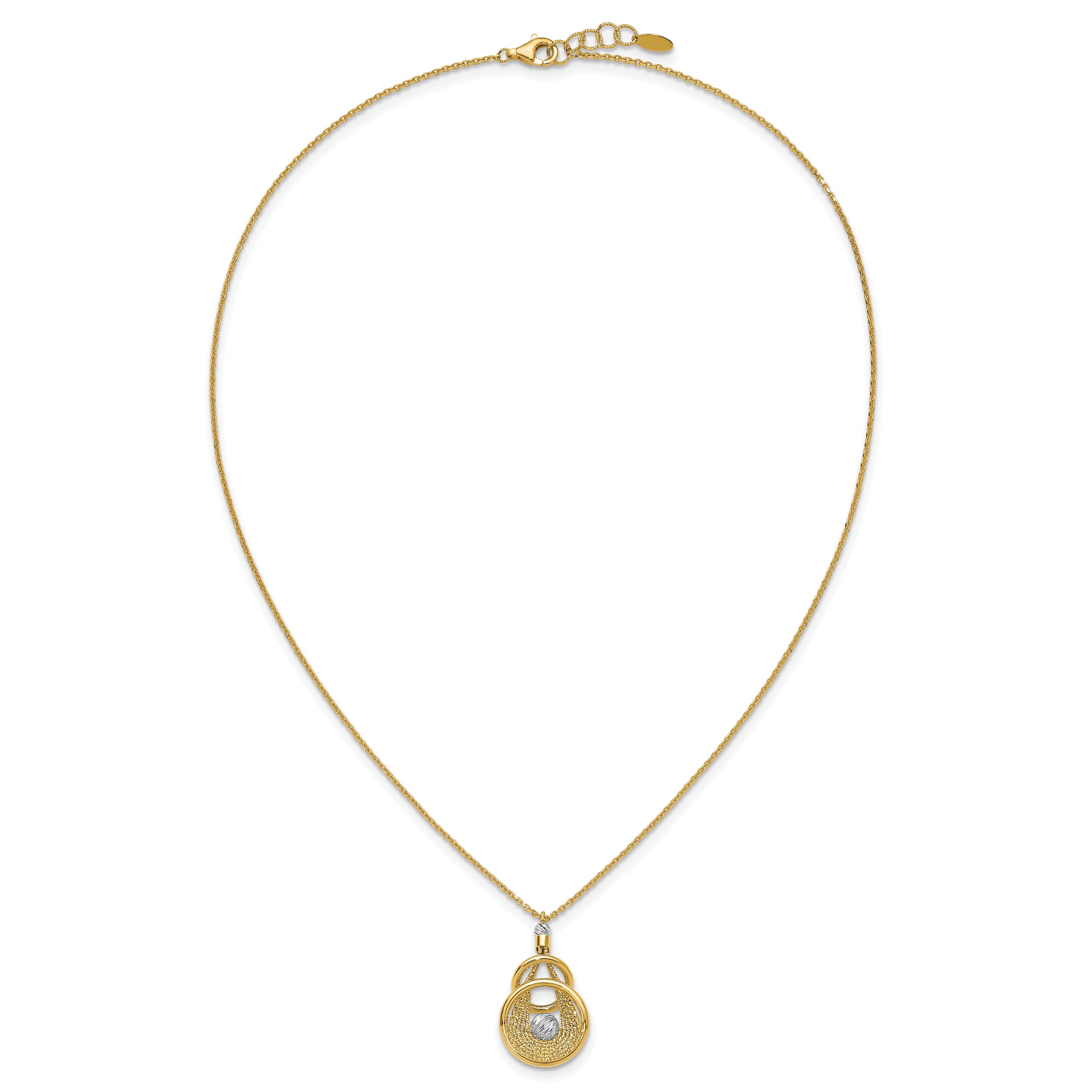 14K TT Polish/Dia-cut Fancy Teardrop w/.5in ext. Necklace