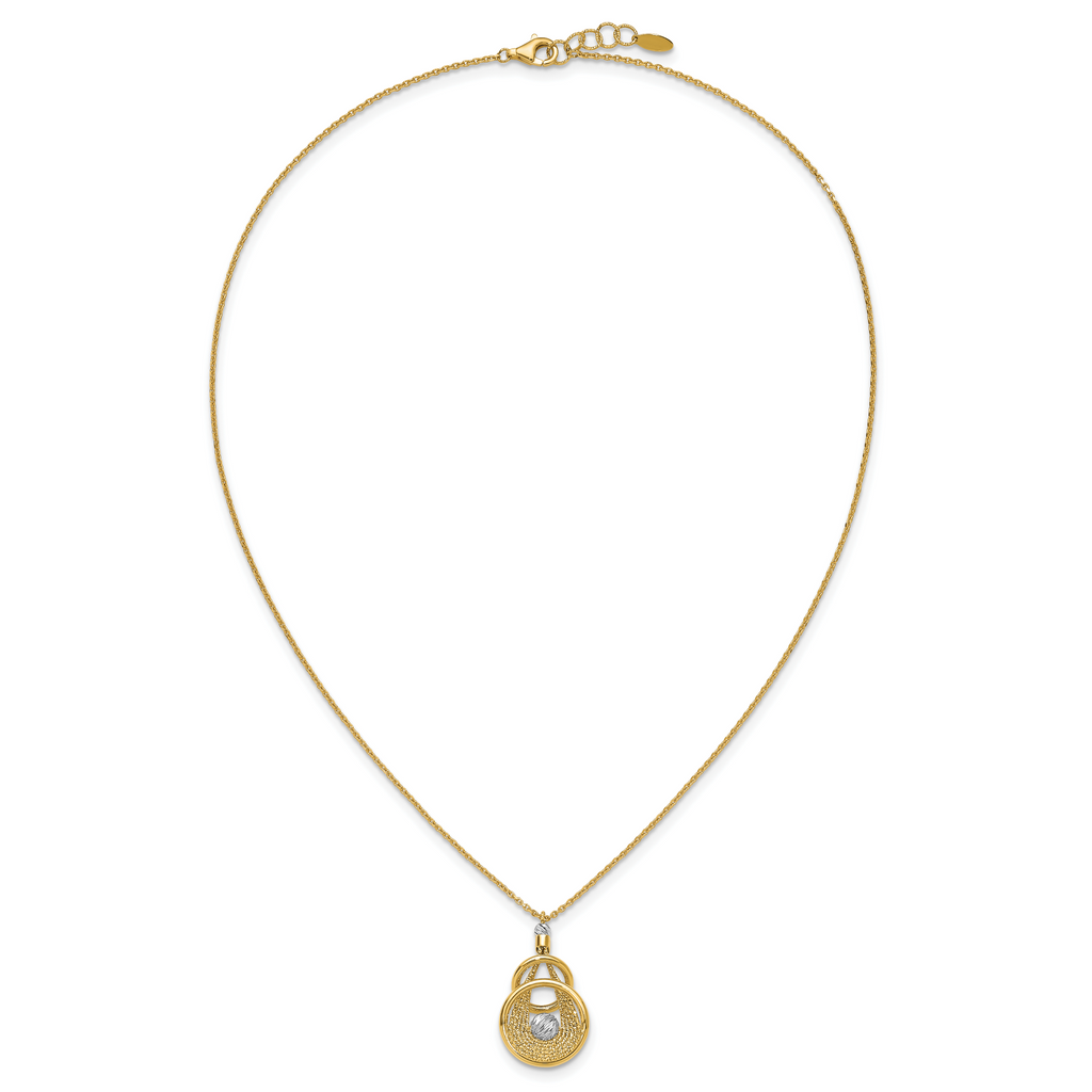14K TT Polish/Dia-cut Fancy Teardrop w/.5in ext. Necklace