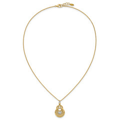 14K TT Polish/Dia-cut Fancy Teardrop w/.5in ext. Necklace