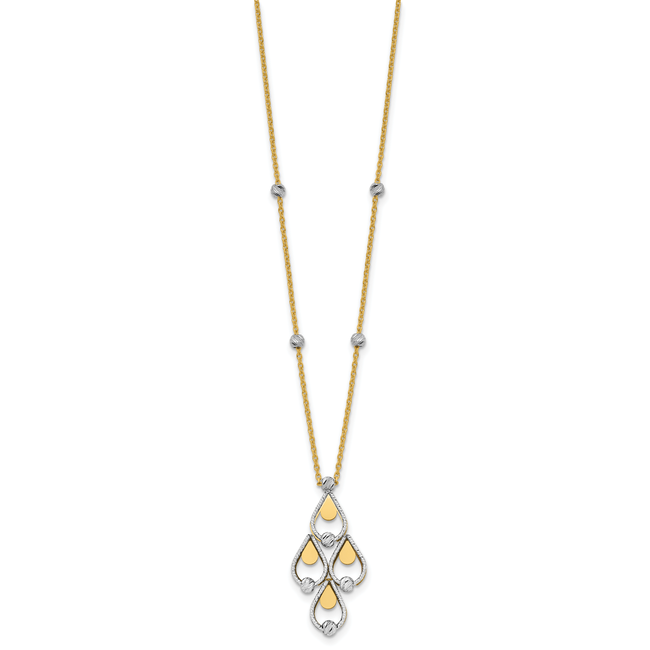 14K TT Polished / Dia-cut Chandelier w/.5in ext. Necklace Secondary image