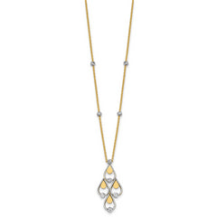 14K TT Polished / Dia-cut Chandelier w/.5in ext. Necklace