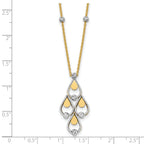14K TT Polished / Dia-cut Chandelier w/.5in ext. Necklace