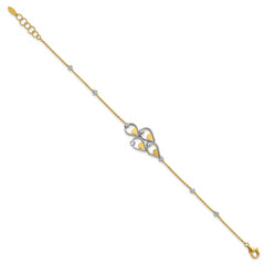 14K TT Polished / Dia-cut Fancy Bracelet w/.5in ext. Bracelet