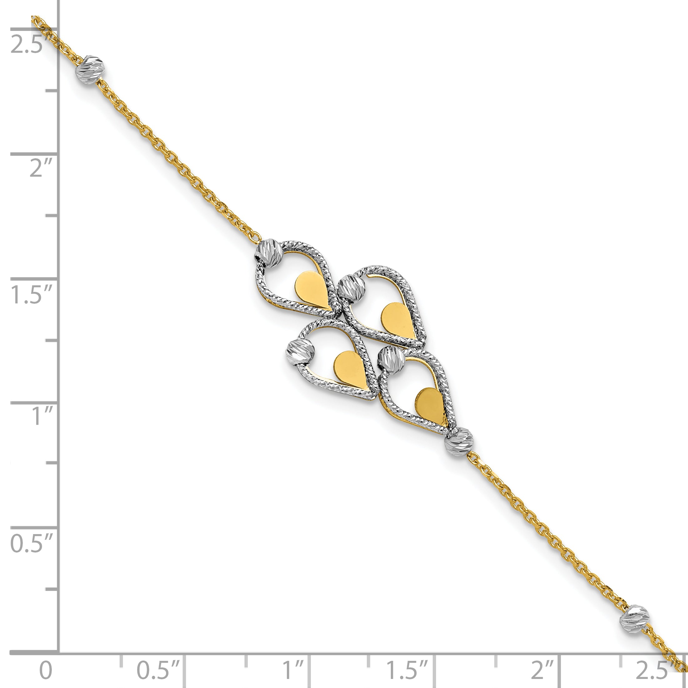 14K TT Polished / Dia-cut Fancy Bracelet w/.5in ext. Bracelet