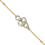 14K TT Polished / Dia-cut Fancy Bracelet w/.5in ext. Bracelet