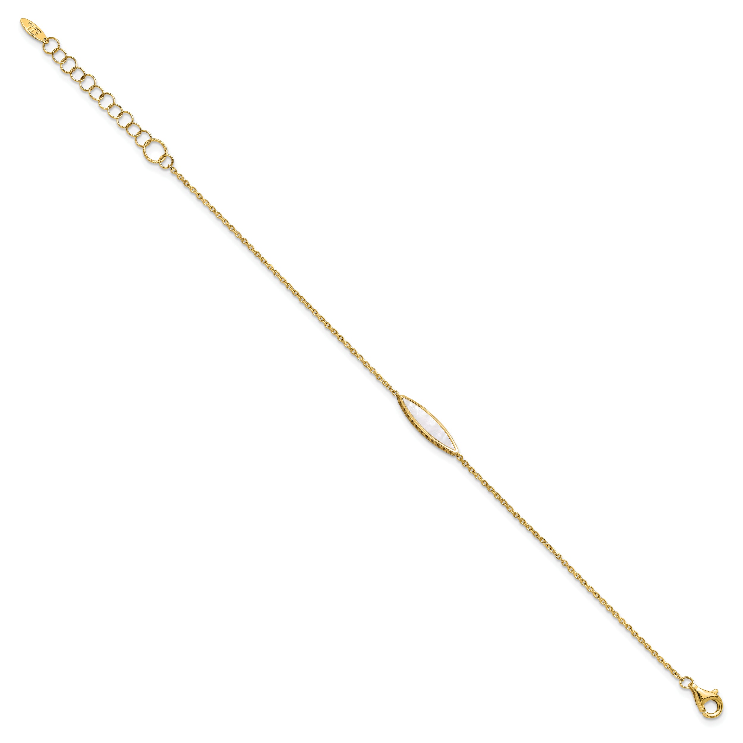 14K Polished Mother of Pearl w/1in ext. Bracelet