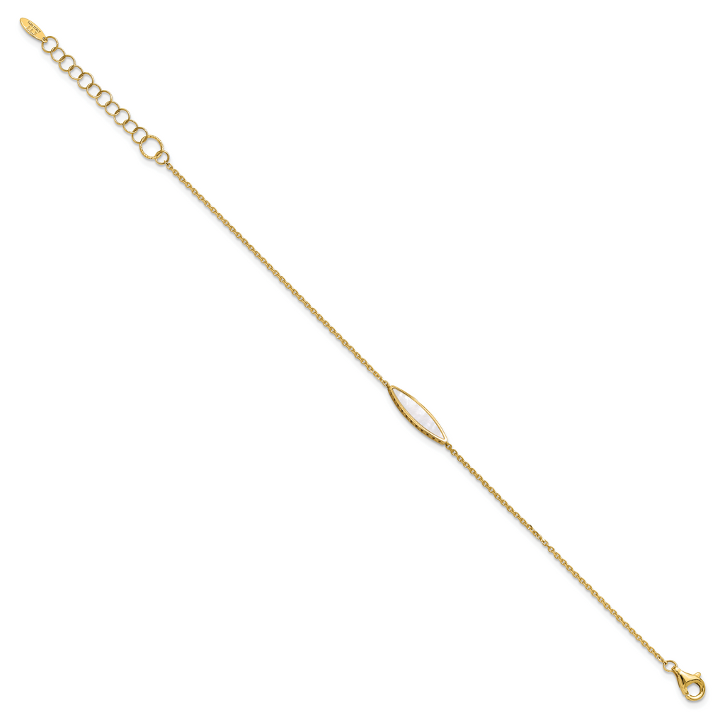 14K Polished Mother of Pearl w/1in ext. Bracelet