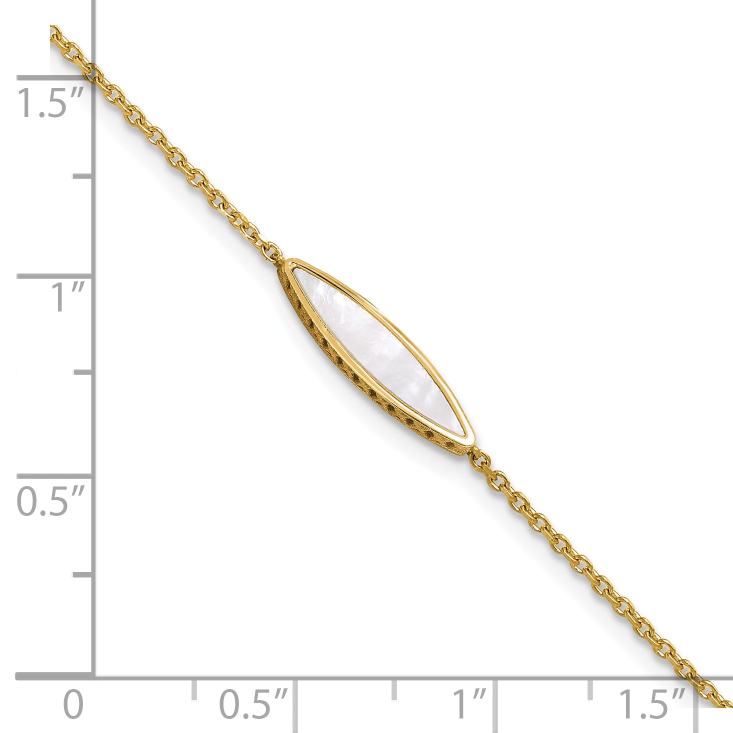 14K Polished Mother of Pearl w/1in ext. Bracelet