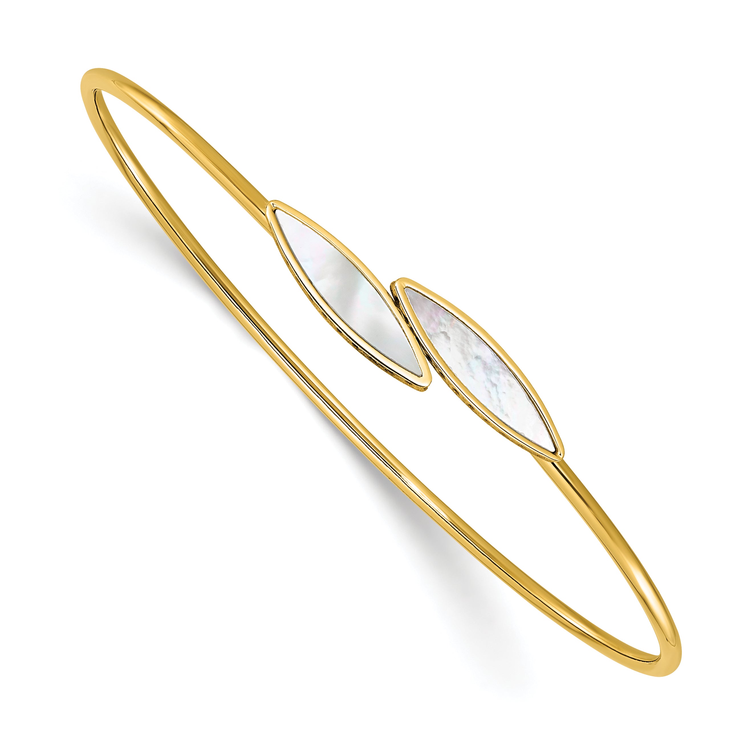 14K Polished Mother of Pearl Bypass Flexible Bangle Main image