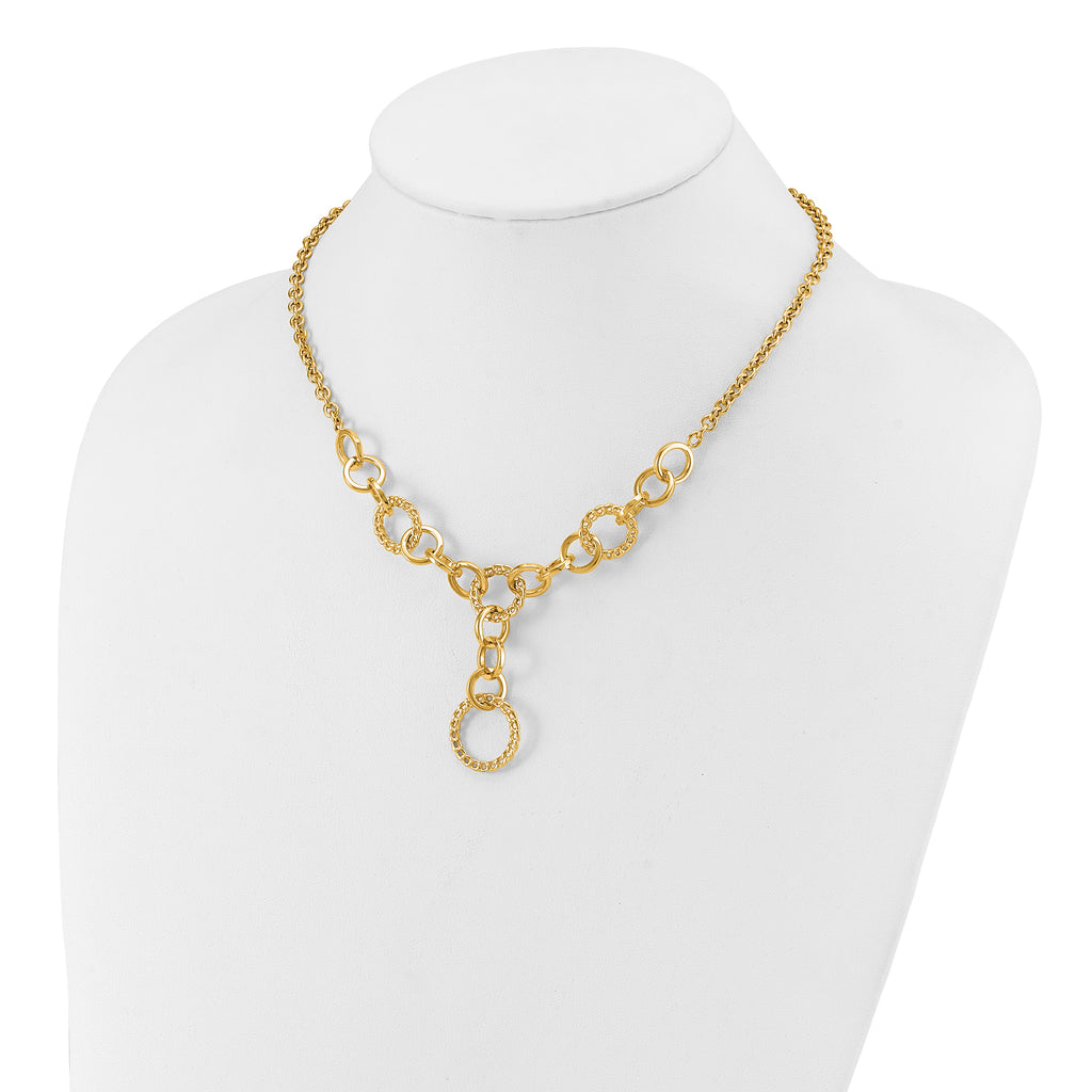 14K Polished Circles Y-Drop w/1in ext. Necklace