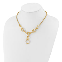 14K Polished Circles Y-Drop w/1in ext. Necklace