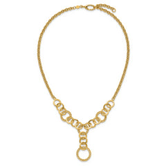 14K Polished Circles Y-Drop w/1in ext. Necklace