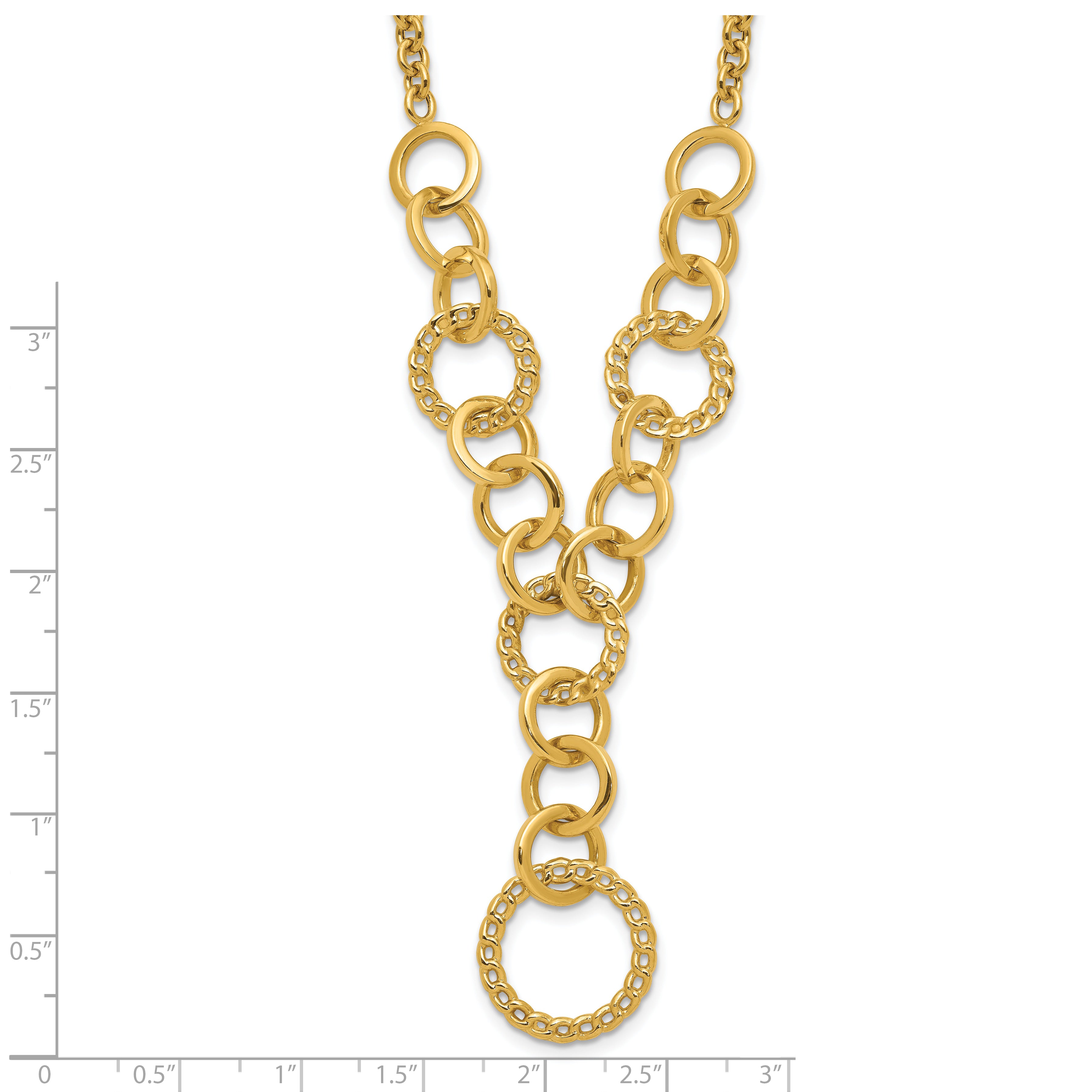 14K Polished Circles Y-Drop w/1in ext. Necklace