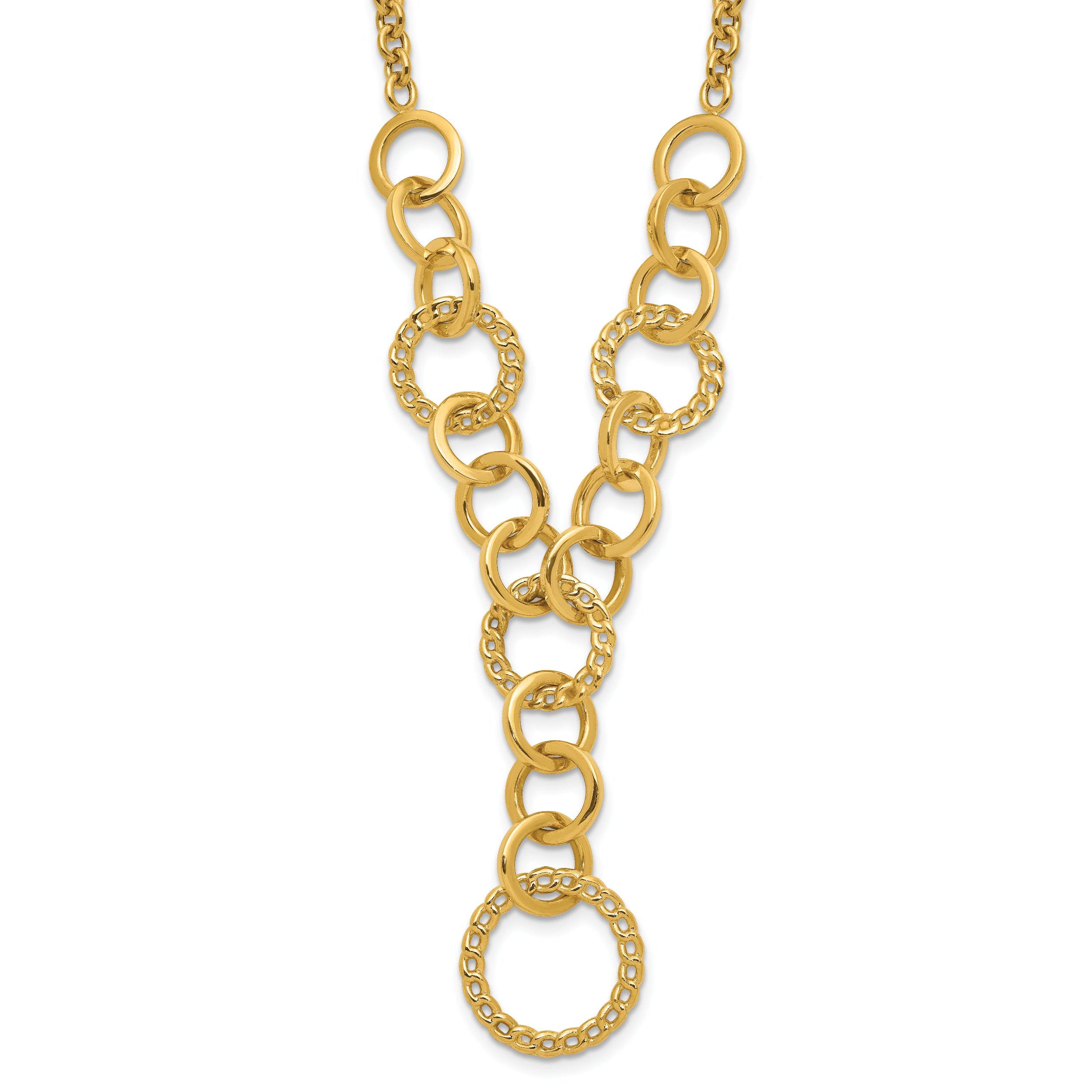 14K Polished Circles Y-Drop w/1in ext. Necklace