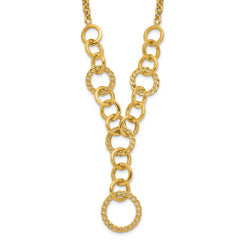 14K Polished Circles Y-Drop w/1in ext. Necklace