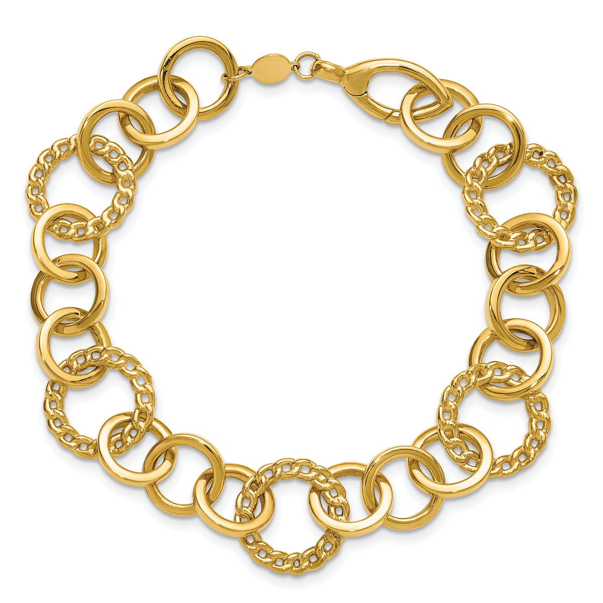 14K Polished Fancy Circle Link Bracelet