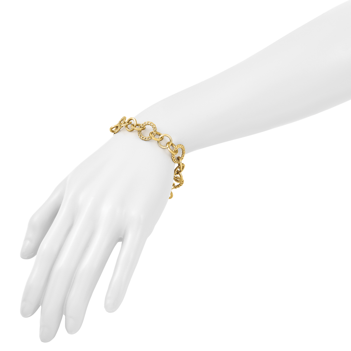 14K Polished Fancy Circle Link Bracelet