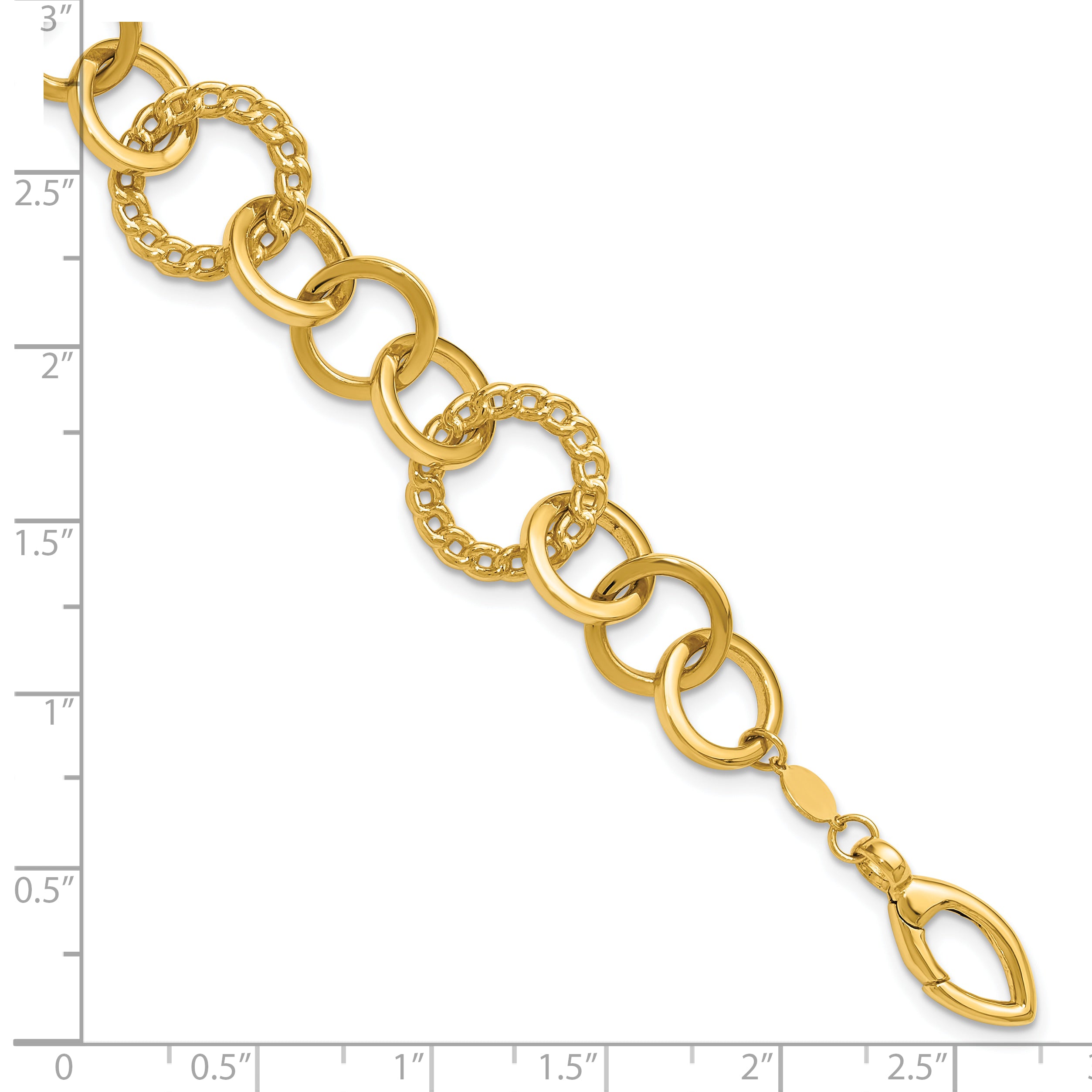 14K Polished Fancy Circle Link Bracelet