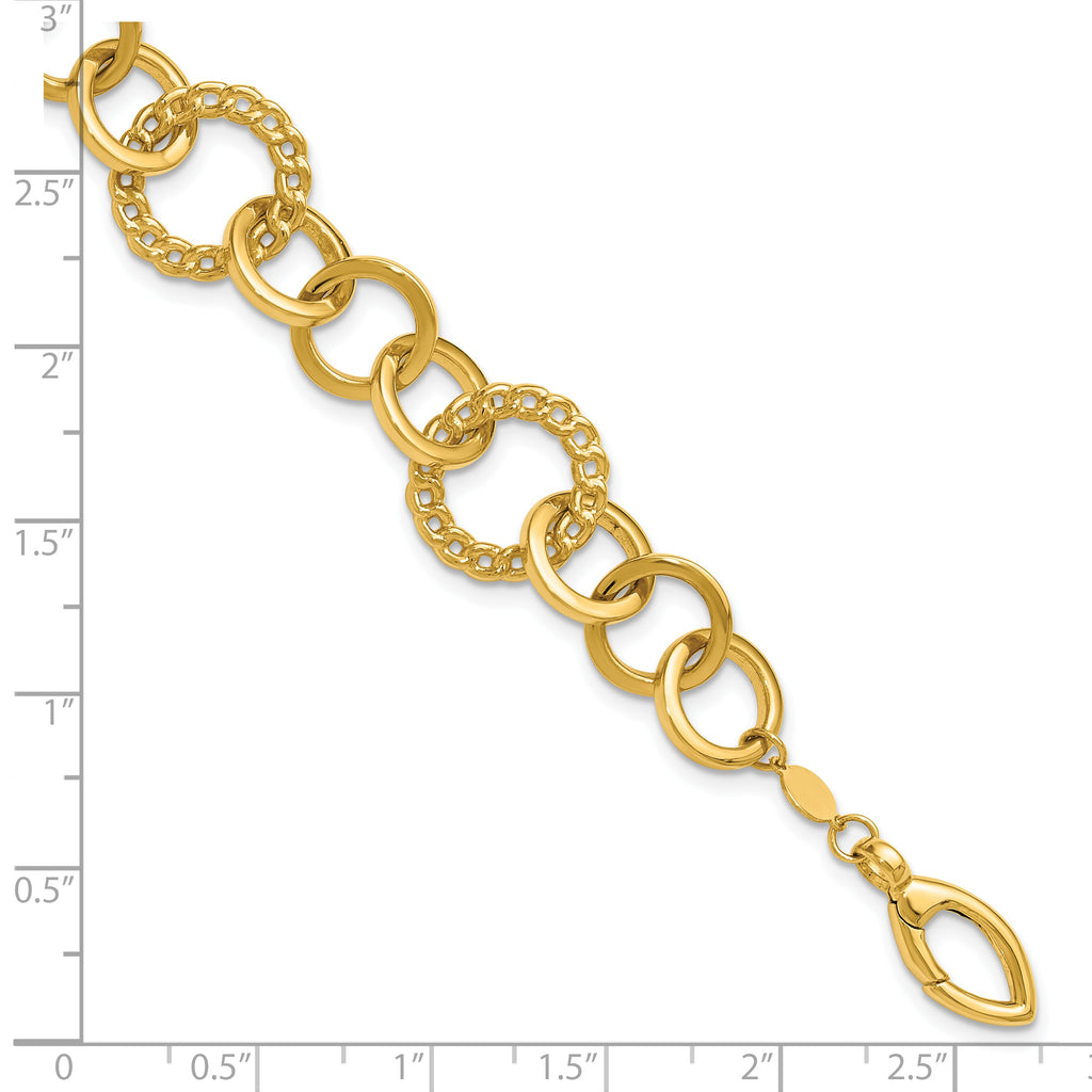 14K Polished Fancy Circle Link Bracelet