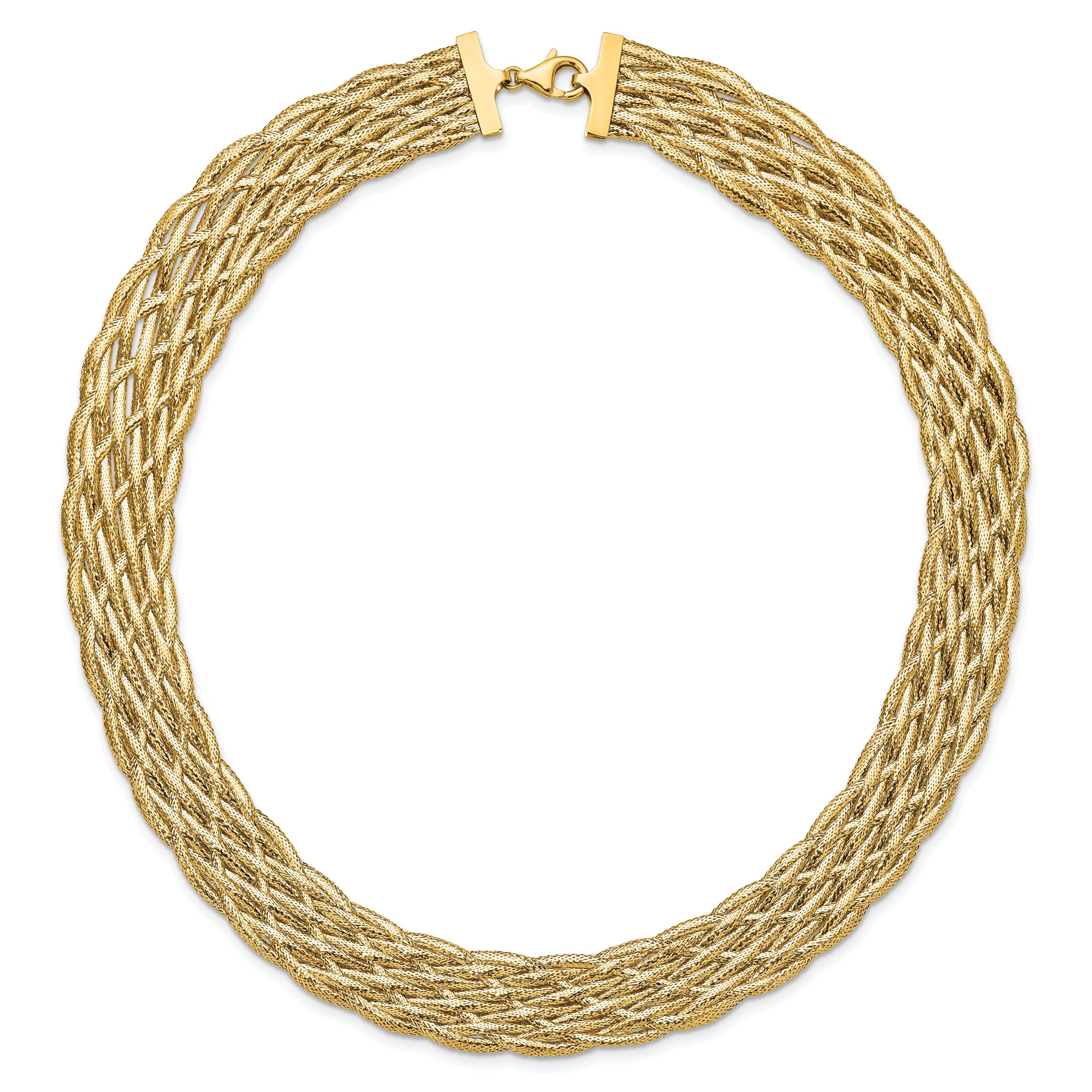 14K Polished Braided Mesh Necklace