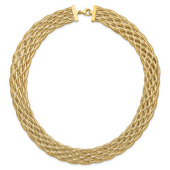 14K Polished Braided Mesh Necklace