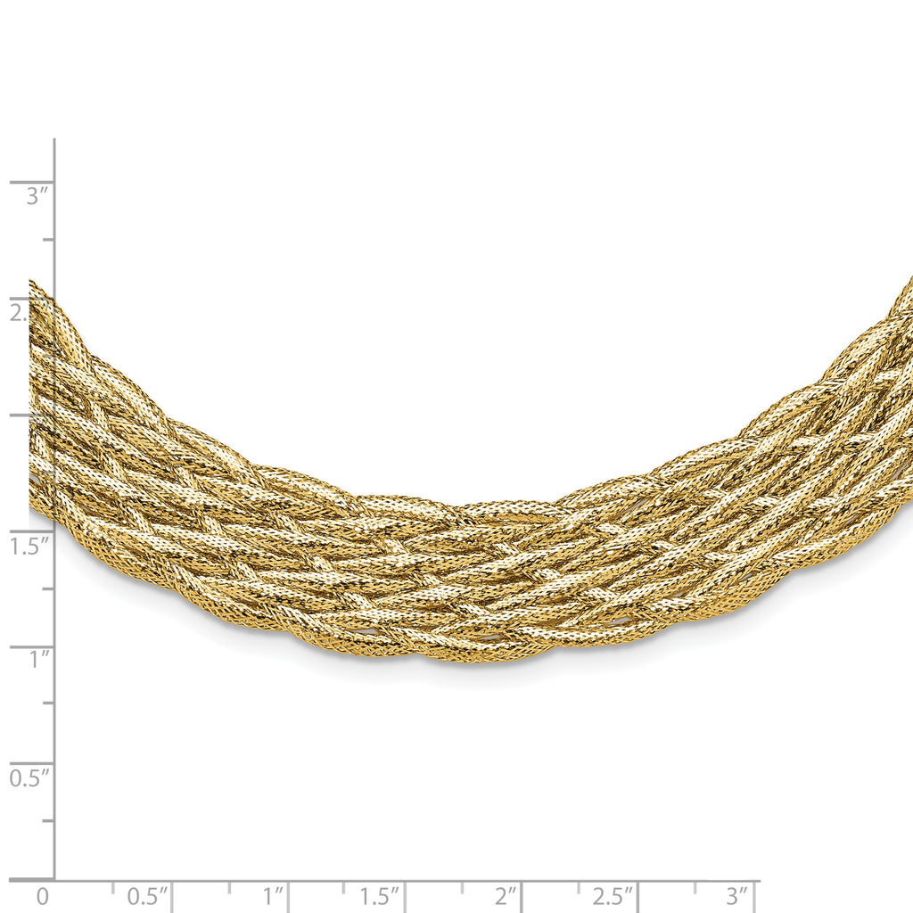 14K Polished Braided Mesh Necklace