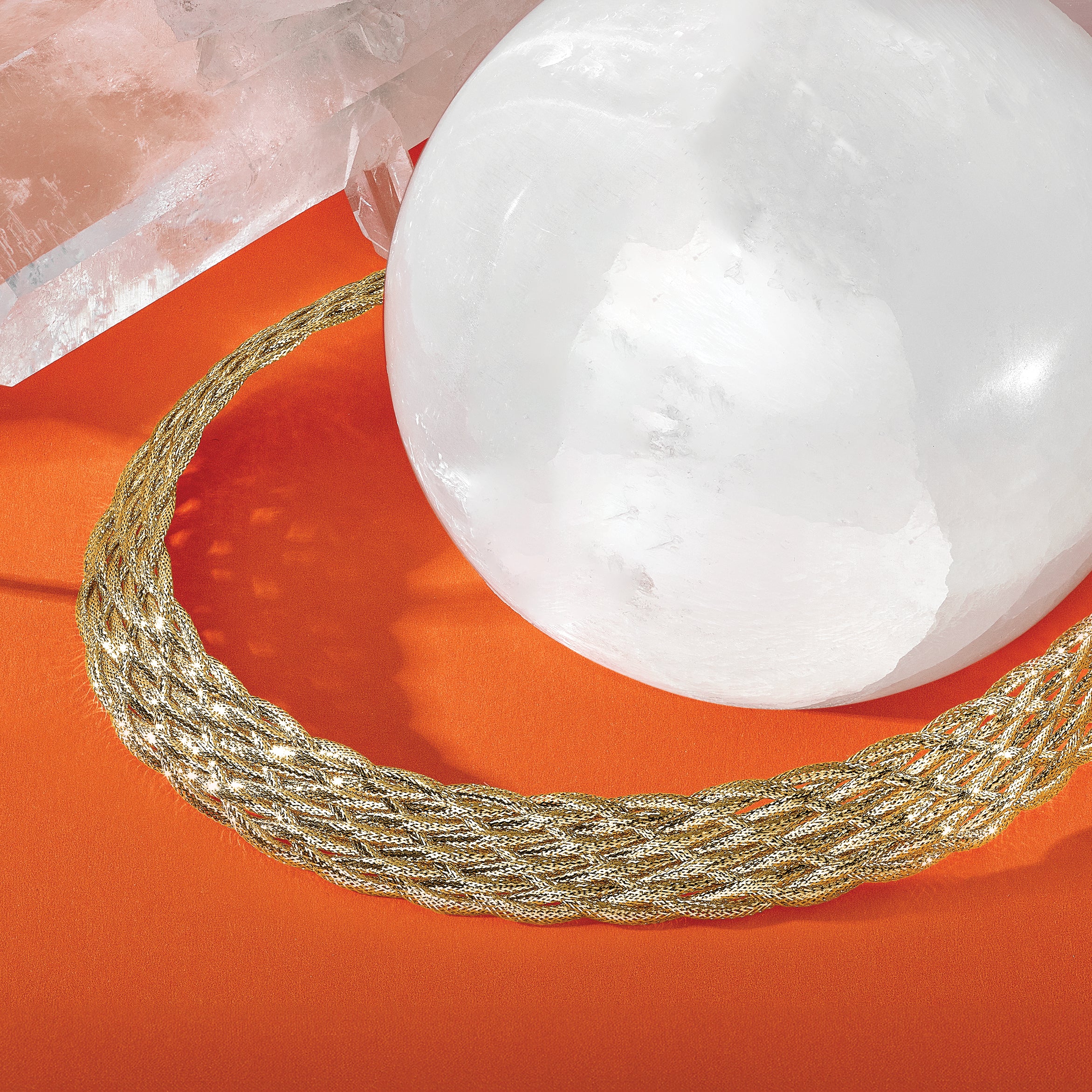 14K Polished Braided Mesh Necklace