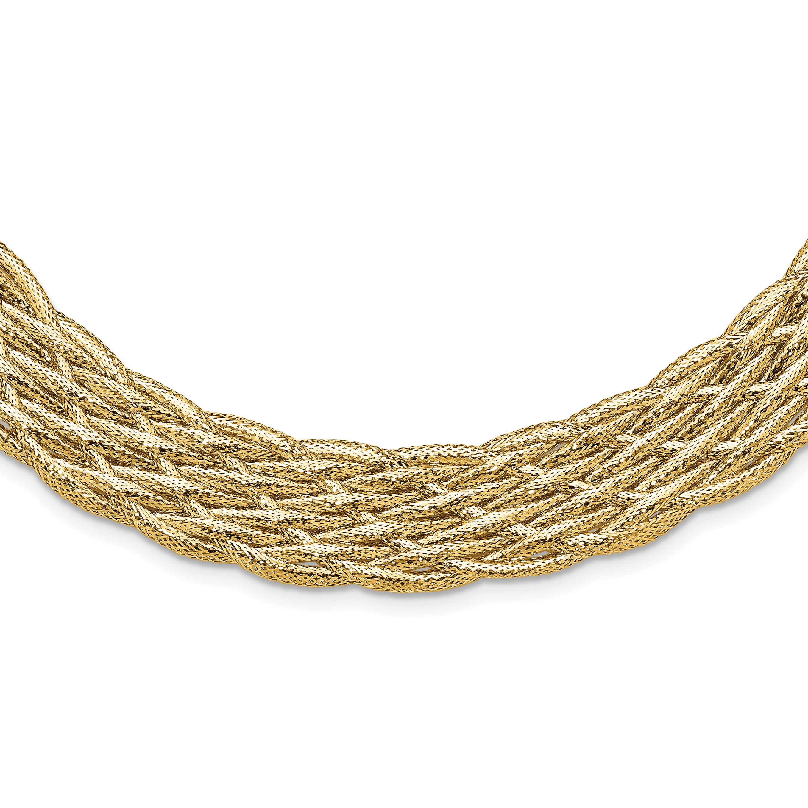 14K Polished Braided Mesh Necklace