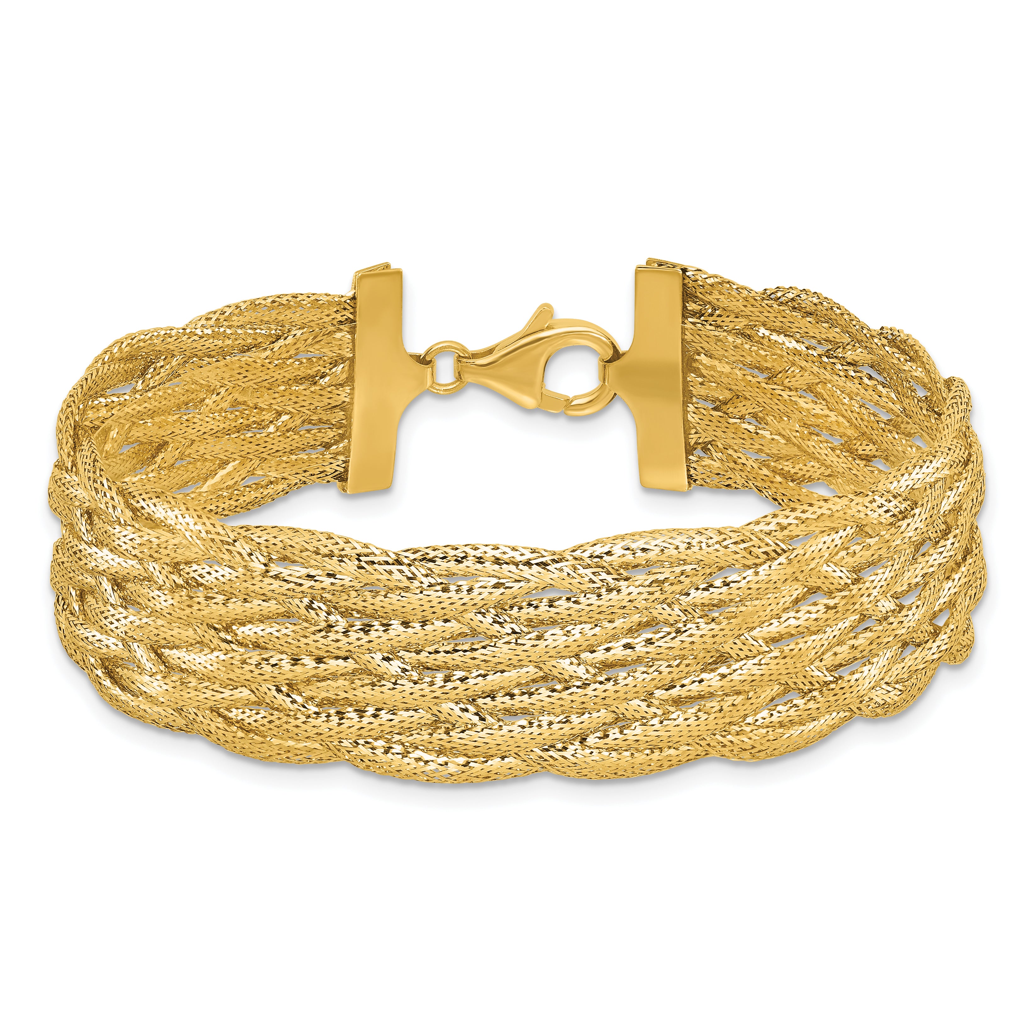 14K Polished Braided Mesh Bracelet