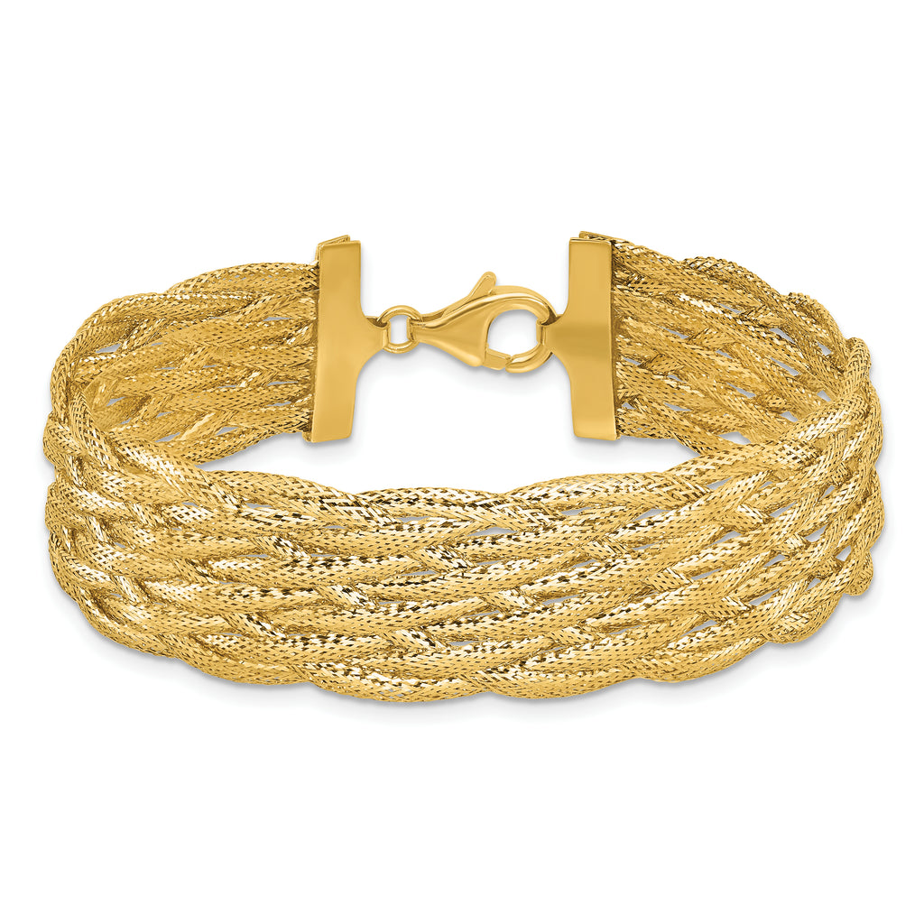 14K Polished Braided Mesh Bracelet
