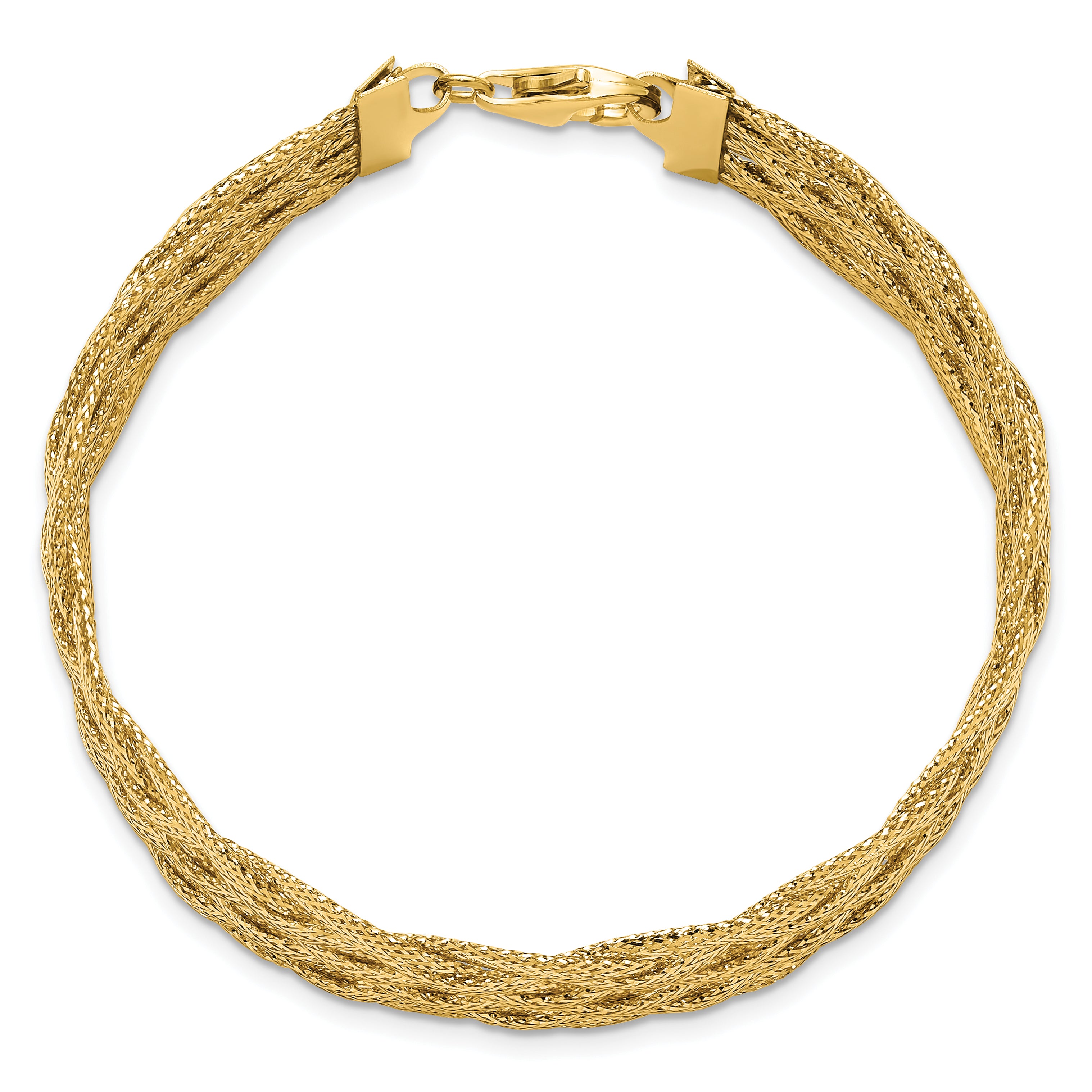 14K Polished Braided Mesh Bracelet
