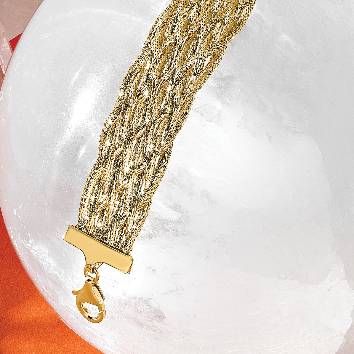 14K Polished Braided Mesh Bracelet