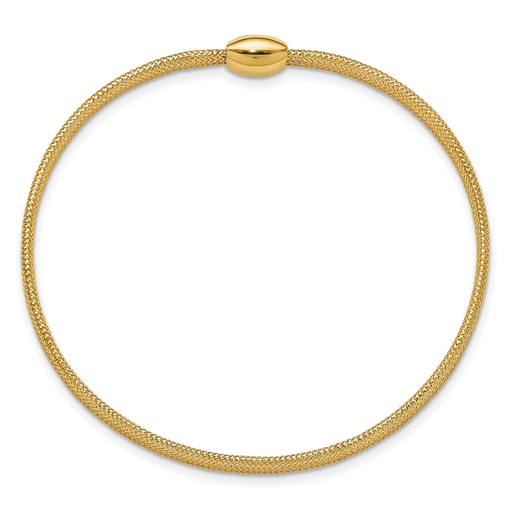 14K Polished Onyx Mesh Slip-on Stretch Bracelet