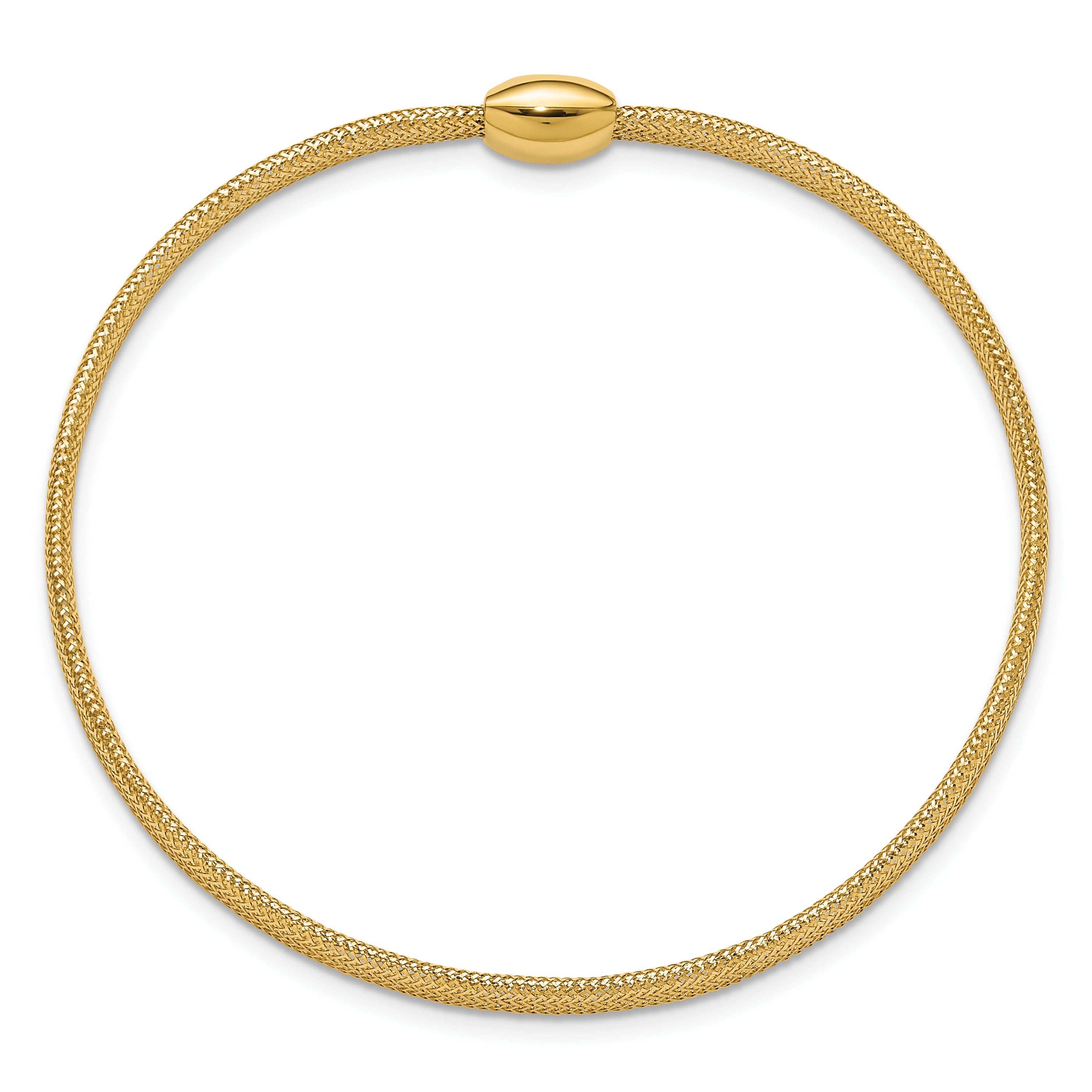 14K Polished Onyx Mesh Slip-on Stretch Bracelet