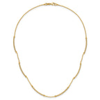 14K Polished Textured and Dia-cut Beaded w/Bars Necklace