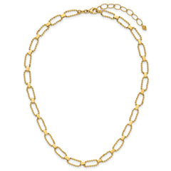 14K Polished / Dia-cut Fancy Beaded Link w/ 2in ext. Necklace