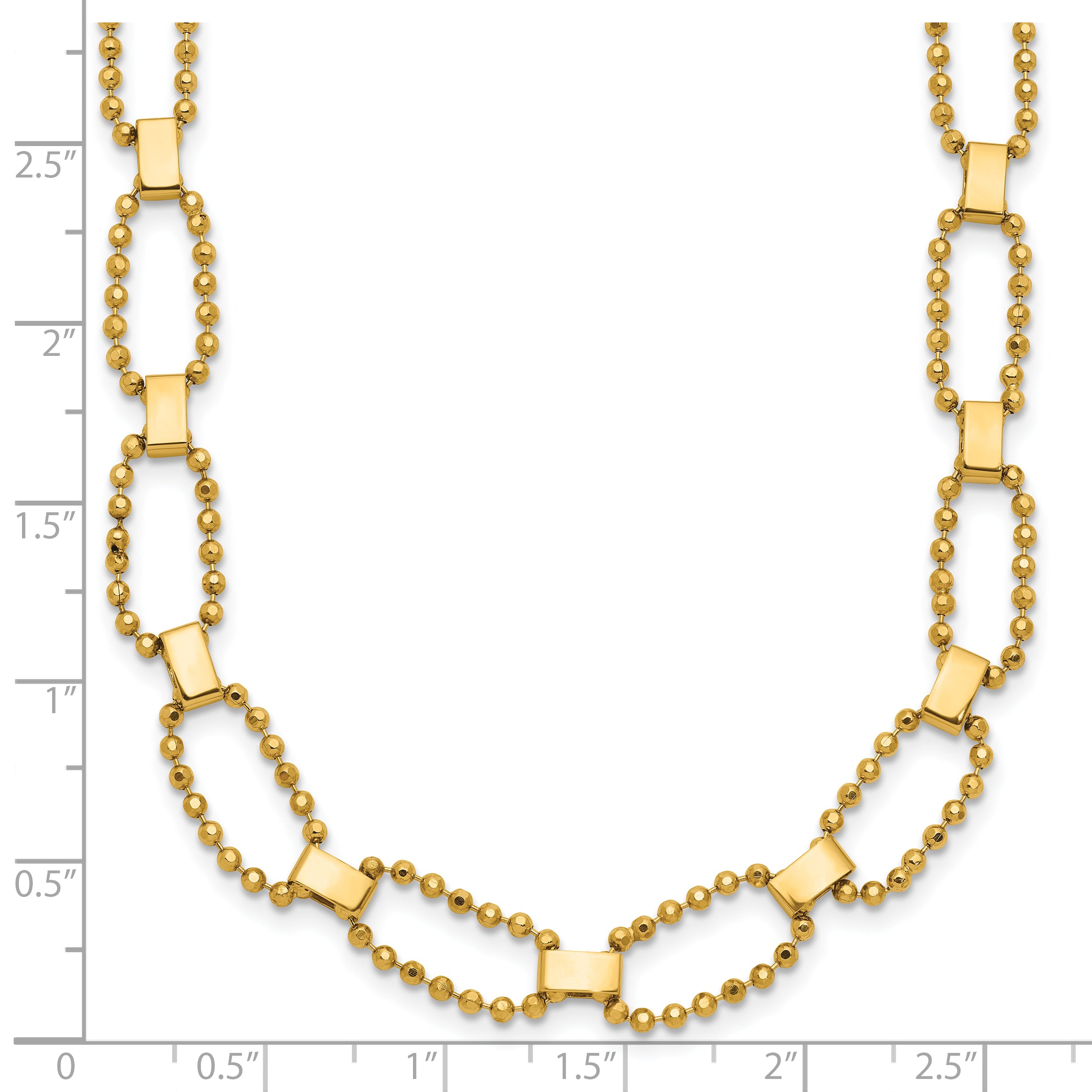 14K Polished / Dia-cut Fancy Beaded Link w/ 2in ext. Necklace