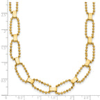 14K Polished / Dia-cut Fancy Beaded Link w/ 2in ext. Necklace