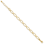14K Polished / Dia-cut Fancy Beaded Link w/ 1in ext. Bracelet