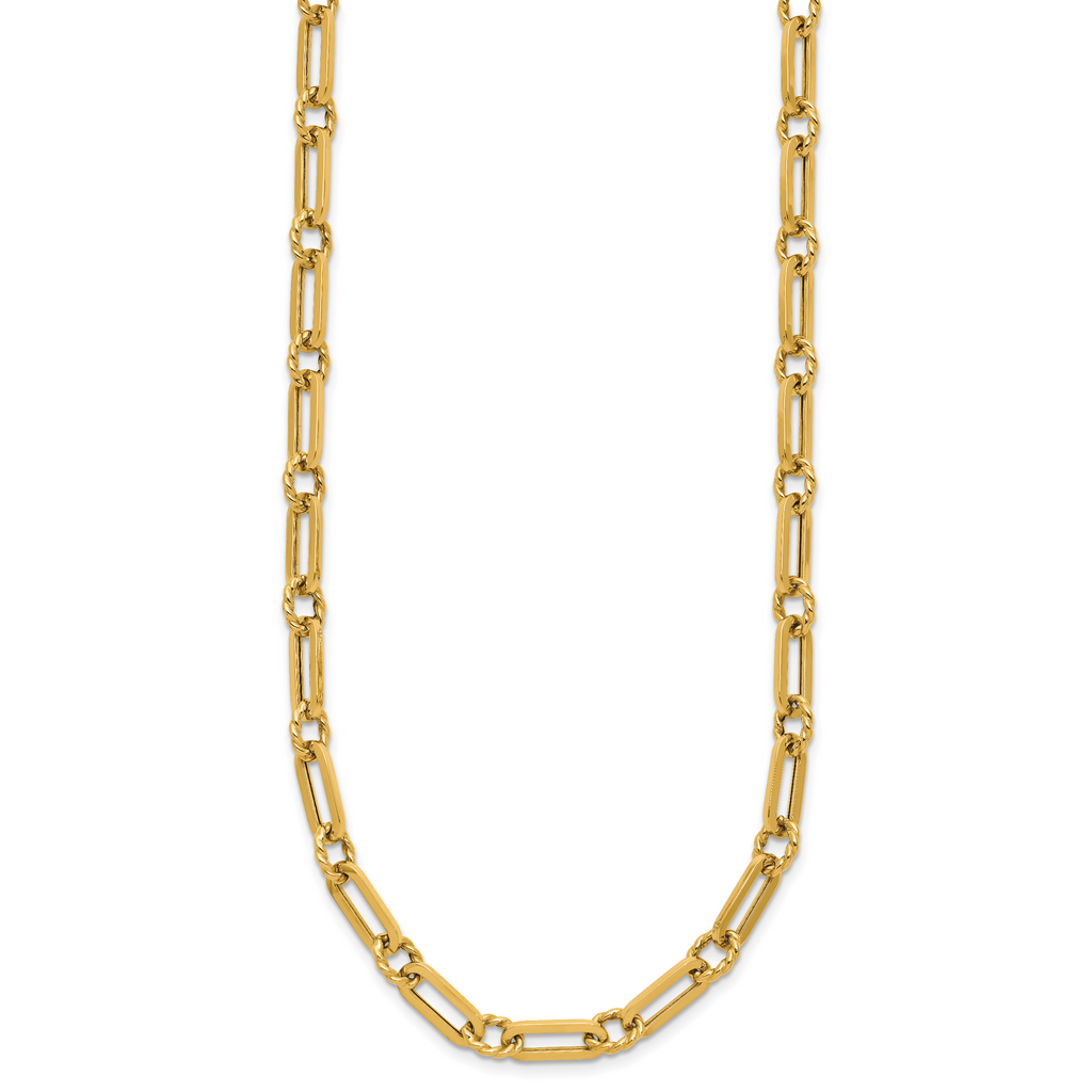 14K Polished and Twisted Fancy Link Toggle Necklace
