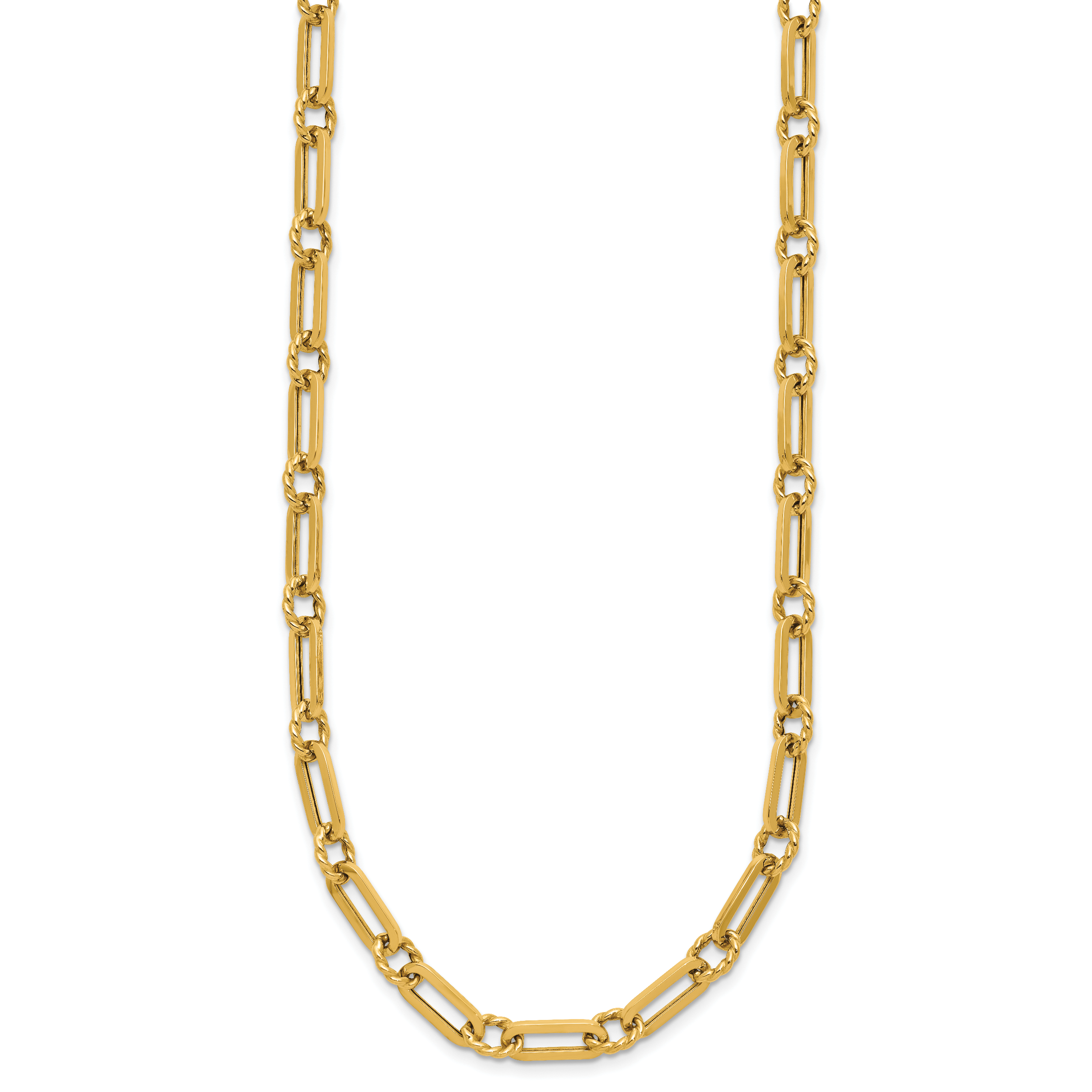 14K Polished and Twisted Fancy Link Toggle Necklace