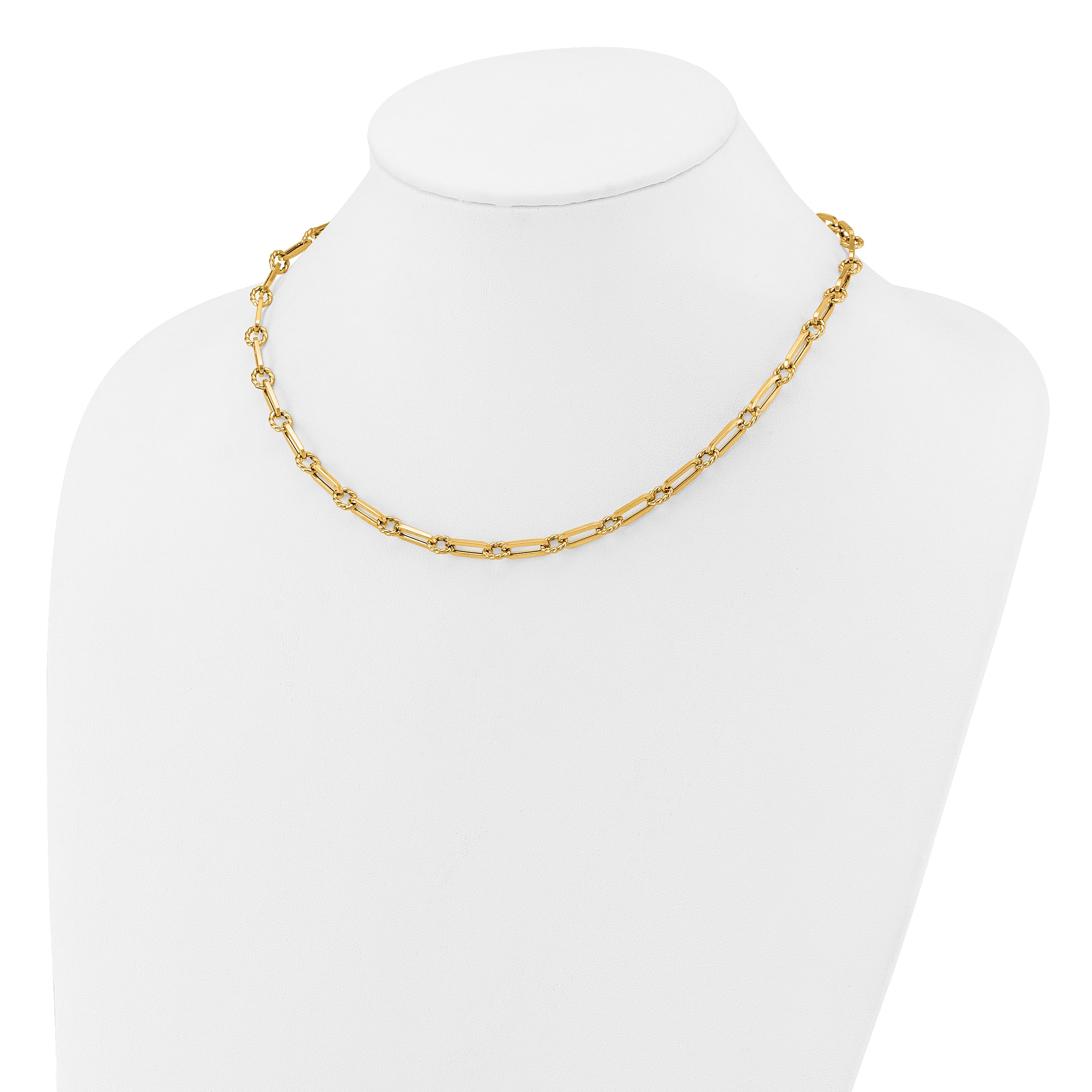 14K Polished and Twisted Fancy Link Toggle Necklace