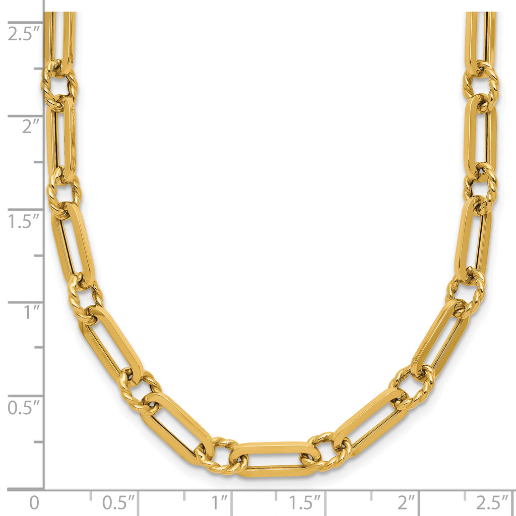 14K Polished and Twisted Fancy Link Toggle Necklace