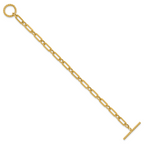 14K Polished and Twisted Fancy Link Toggle Bracelet